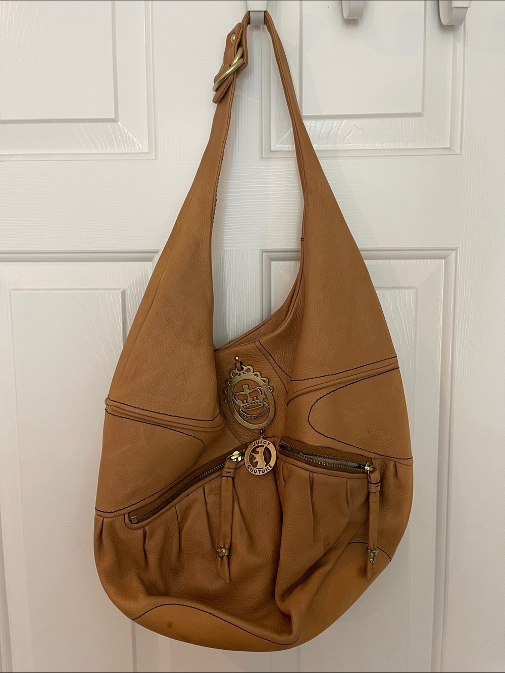 Vintage Juicy Couture Tan Leather Hobo Shoulder Bag